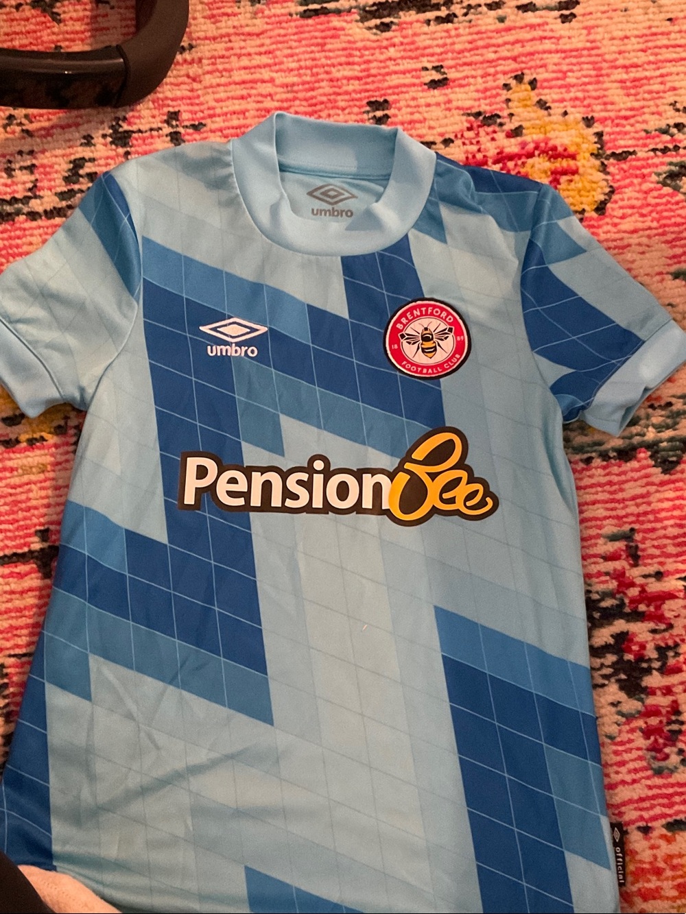 Umbro Kids Light Blue & Dark Blue Brentford Soccer Jersey